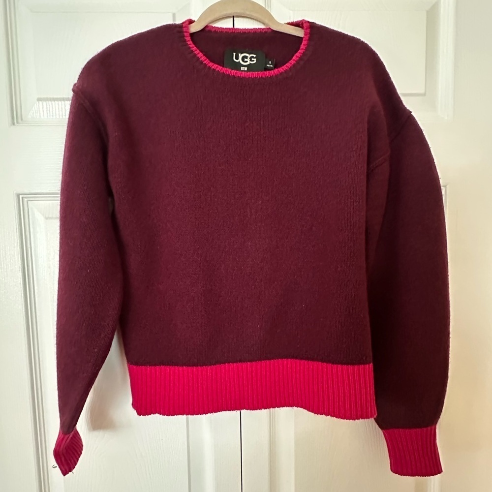 UGG Renata Contrast Trim Cashmere Blend Sweater - Picture 4 of 8